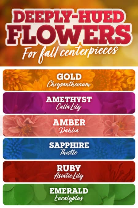 Deeply hued flowers for fall centerpieces